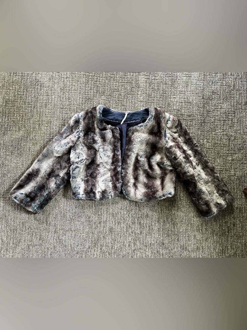 Free People Faux Fur Cropped Jacket - Brown, Gray